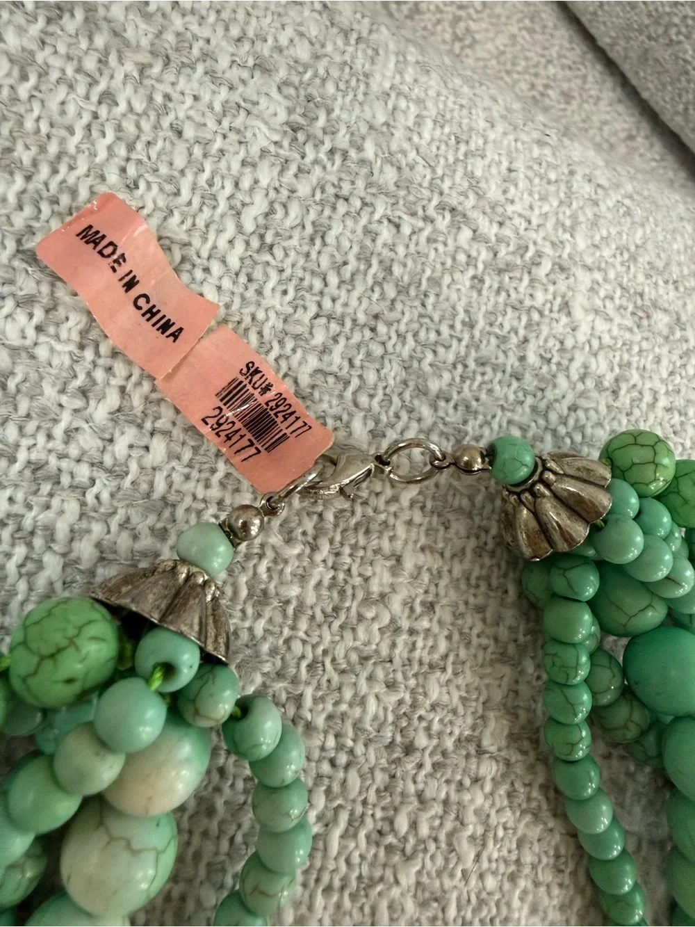 Luxury Vintage Multi-Strand Green Howlite Beaded Necklace